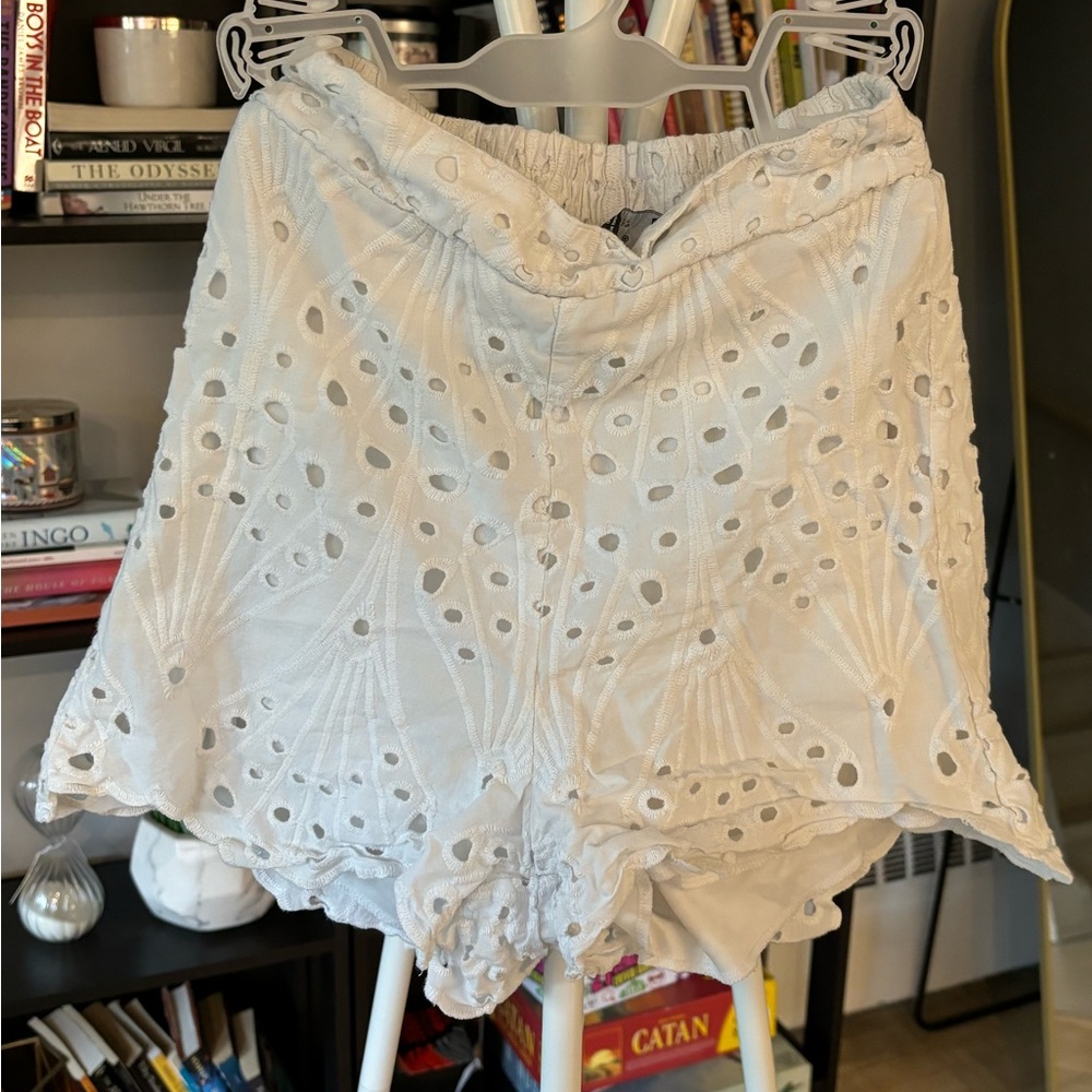 Primark White High Waist Eyelet Shorts